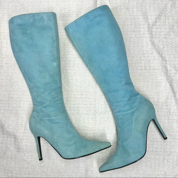 Vintage Blue Suede Boots Size 7 - Picture 4 of 16